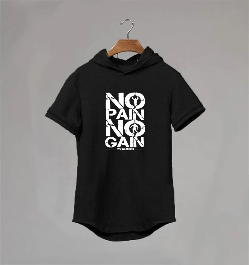 

Summer Breathable Slim Fit Casual Hoodie Mens Sports Cotton Short Sleeve Running T-shirt Gym Bodybuilding Fitness Hooded Shirts