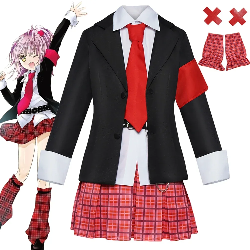 

New Anime Shugo Chara Hinamori Amu Cosplay Costume Girl JK School Uniform Coat Shirt Skirt Set Clothes Halloween Carnival Party