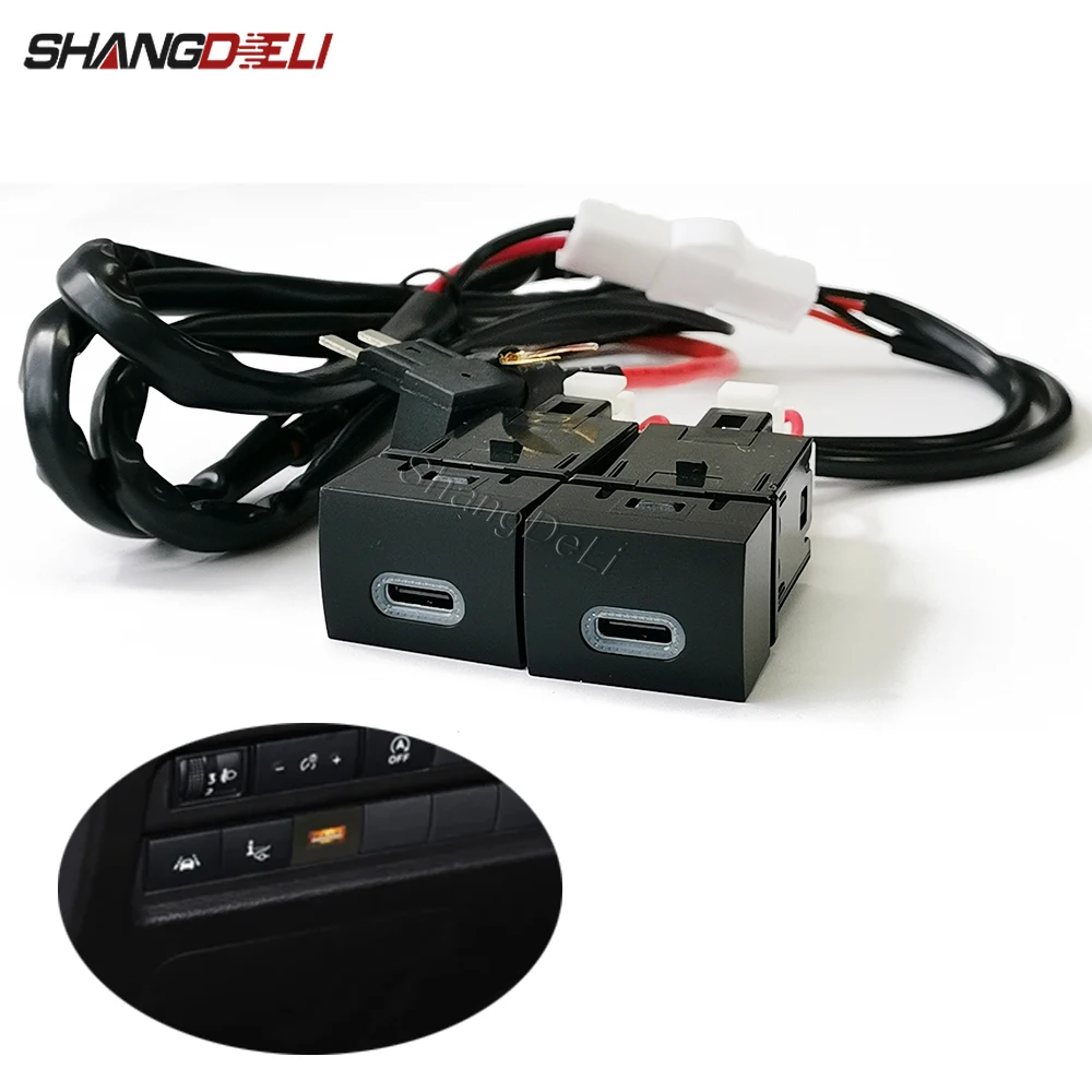 

Car Quick Charger Dual TYPE-C PD Phone Interface Socket Outlet Power Adapter For Mitsubishi Outlander 2023 Accessories