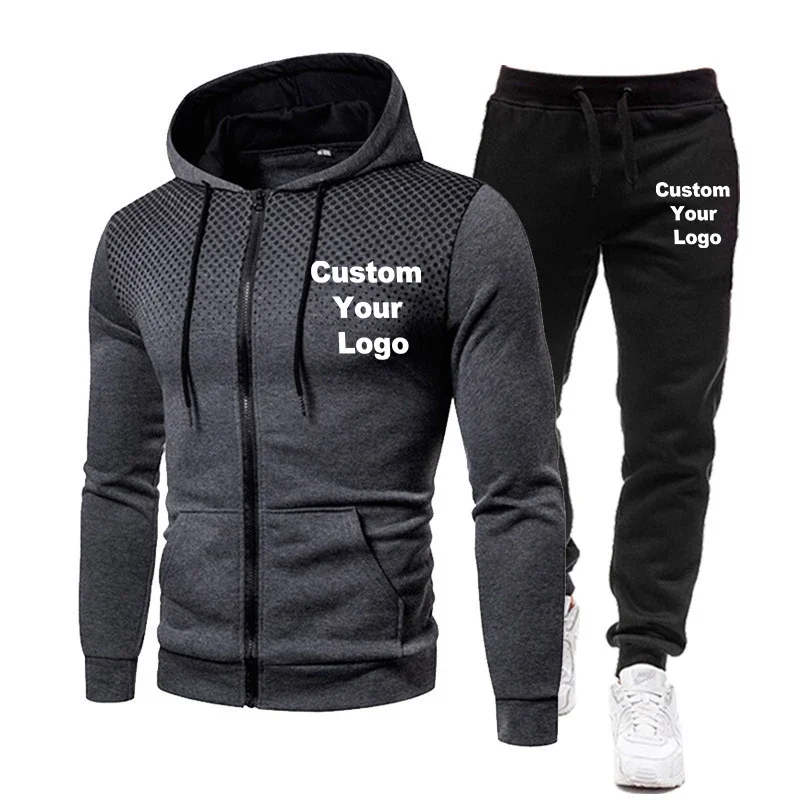 Custom Logo Spotted Sweatshirt Suit New Two Piece Sportswear Men\'s Set of Two Pieces for Men Man Pants Sets Men\'s Clothing 2024