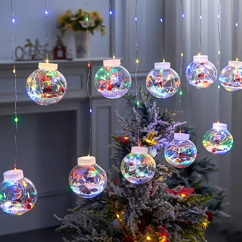 Christmas Wish Ball LED Garland Curtain Light 220V Lighting Modes Fairy Lights Curtain with Indoor Patio Home Party Decoration