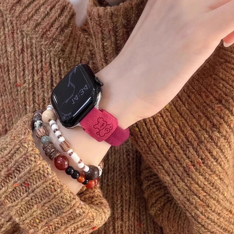 Cinturino per cani carino per Apple Watch 49mm 46mm 45mm 40mm 42 38mm 41 cinturino per ragazza con anello elastico per iWatch Ultra 10 9 8 7 SE 6 5 4