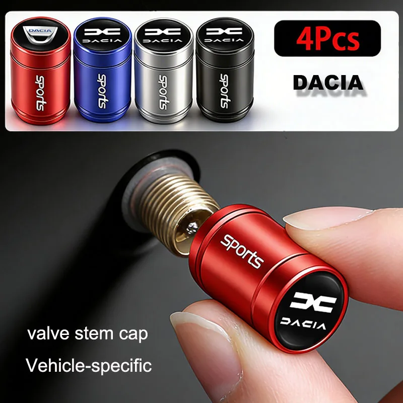 4 Peças Tampas de Válvula de Pneu de Metal para Carro, Acessórios de Proteção contra Poeira para Dacia Duster Logan Sandero Stepway Dokker Lodgy MCV Spring