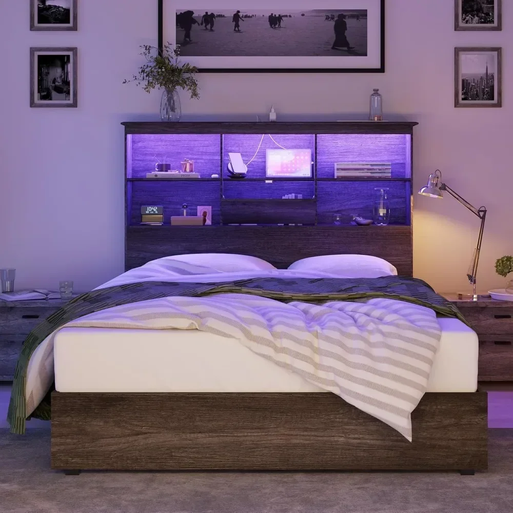 Bed Frame Wooden Platform Bed w 51.2