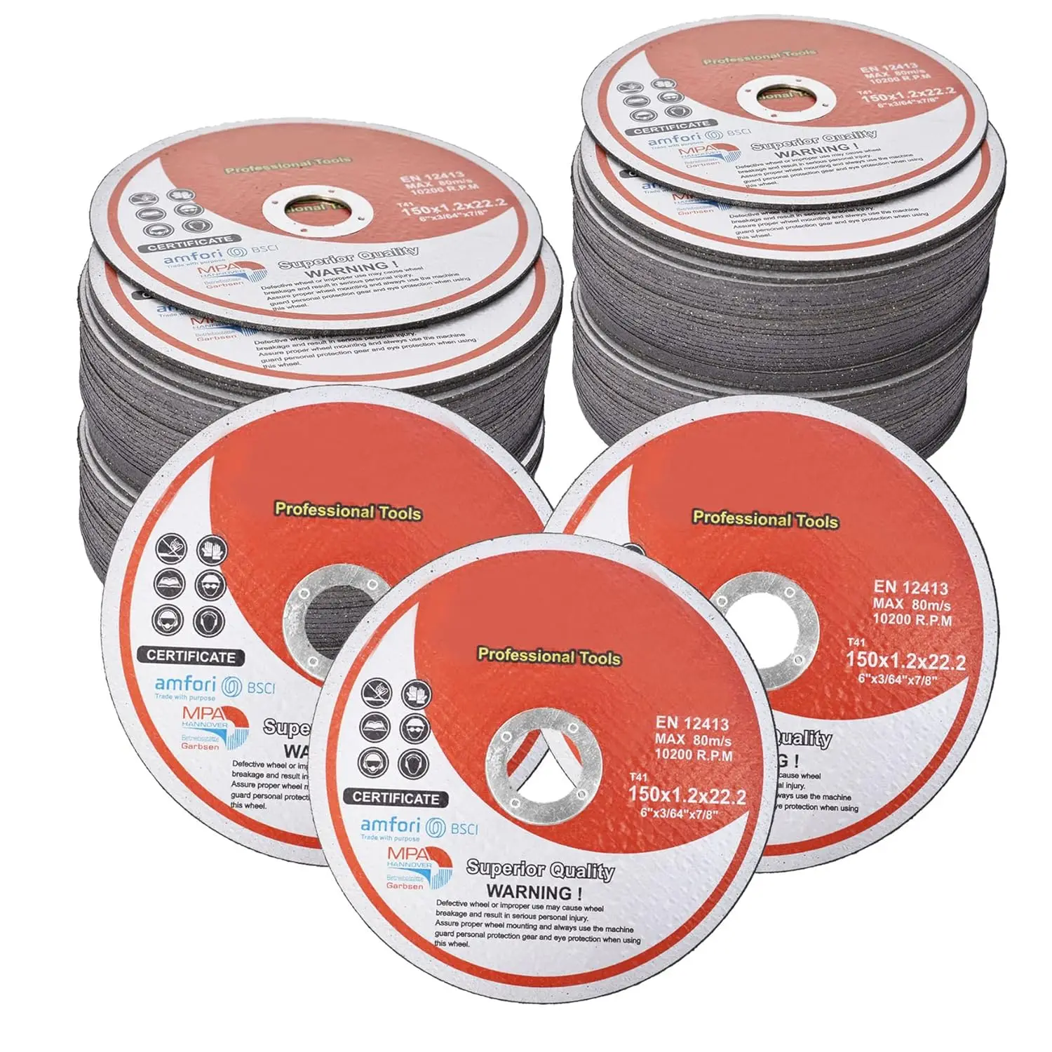 

100 Pack 6 Inch Cut Off Wheels for Metal and Stainless Steel, Compatible with Angle Grinders, 6 x .045 x 7/8 Inch