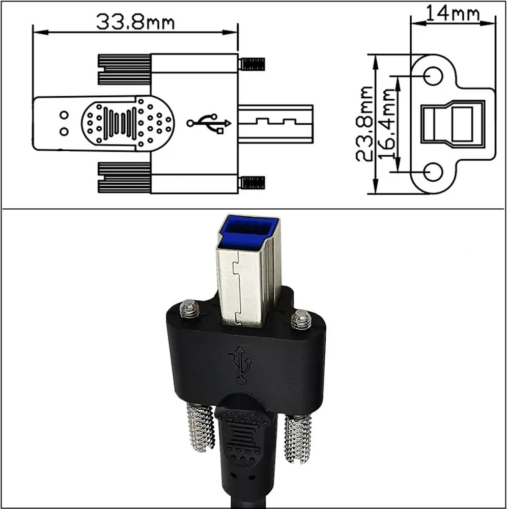 Usb3.0 พิมพ์ส่วนขยาย Docking ข้อมูลสาย Usb BM BF พร้อมสกรู Baffle แผงข้อมูลสาย 5gbps