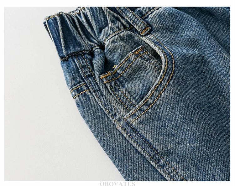 Hochwertige Kinder-Patchwork-Jeans mit Seitentaschen für Mädchen, Vintage Blaue Denim-Hose, Kinder-Cargo-Jeans mit Hoher Taille – Detail 10