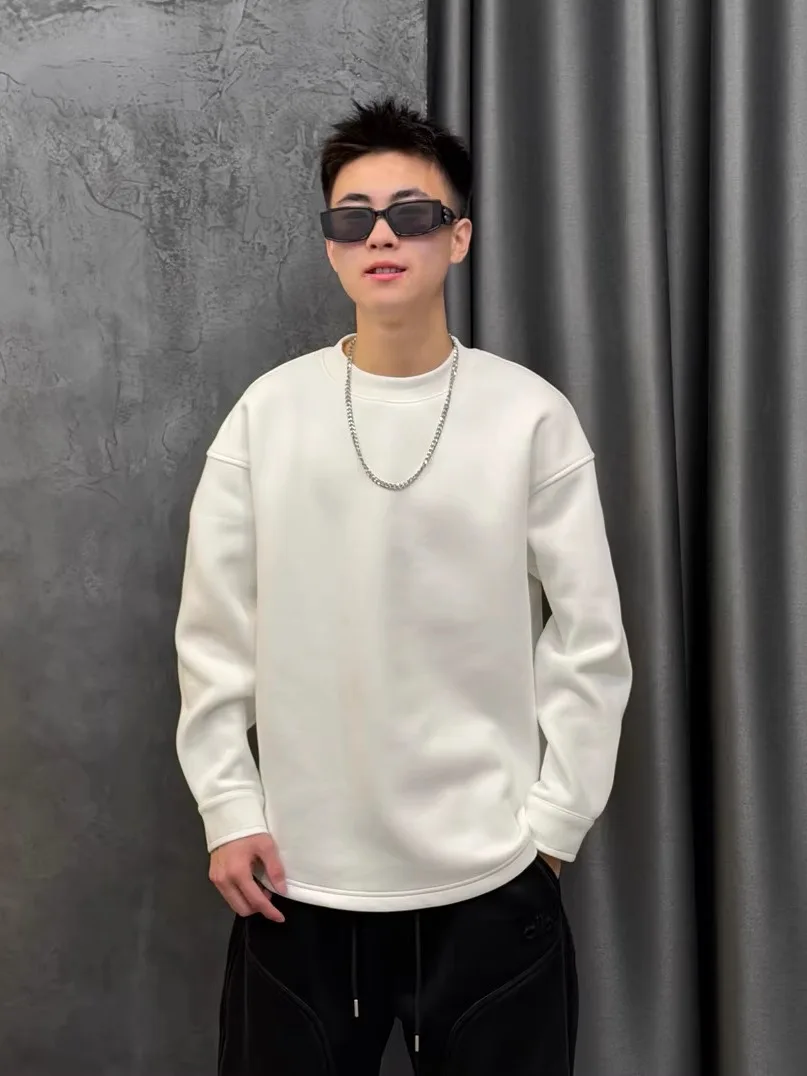 

Мужской свитшот с круглым вырезом и флисовой подкладкой, свободный крой, повседневный теплый топ, уютная кофта для пар, комфортная посадка