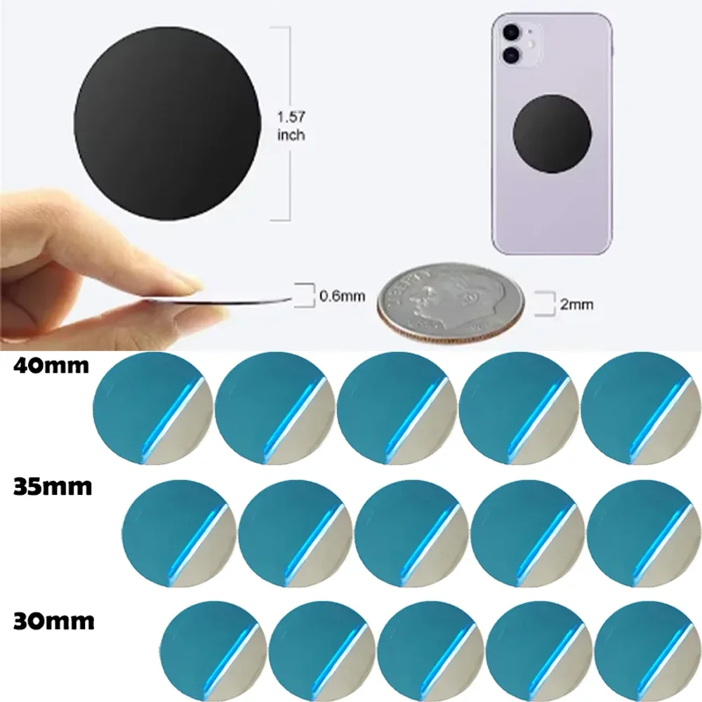 5PCS Magnetic Car Phone Holder Metal Sticker Plate universal Double-sided Adhesive Iron Sheet Automotive interior accessories