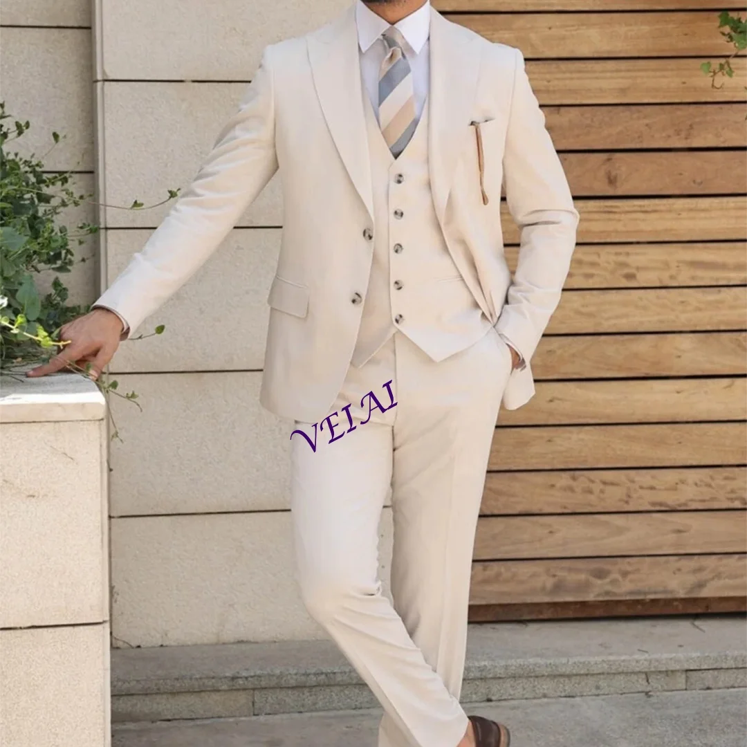 

High Quality Men Single Breasted Suits Peak Lapel Business Wedding For Formal Occasion Wear Groomsmen Party Blazer Customized