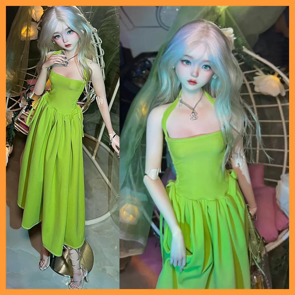 

【Only Clothes】1/3 1/4 Dolls Clothes Sexy Drawstring Lace Up Long Dress Halter Deep Collar Slim Skirt for as60 FAN/FF Body