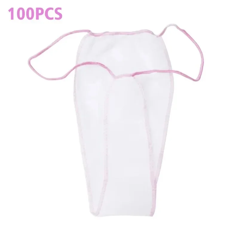 100pcs Soft Non Woven Fabrics for Women Spa Portable Disposable Panties T Thong Breathable with Elastic Waistband Underwear