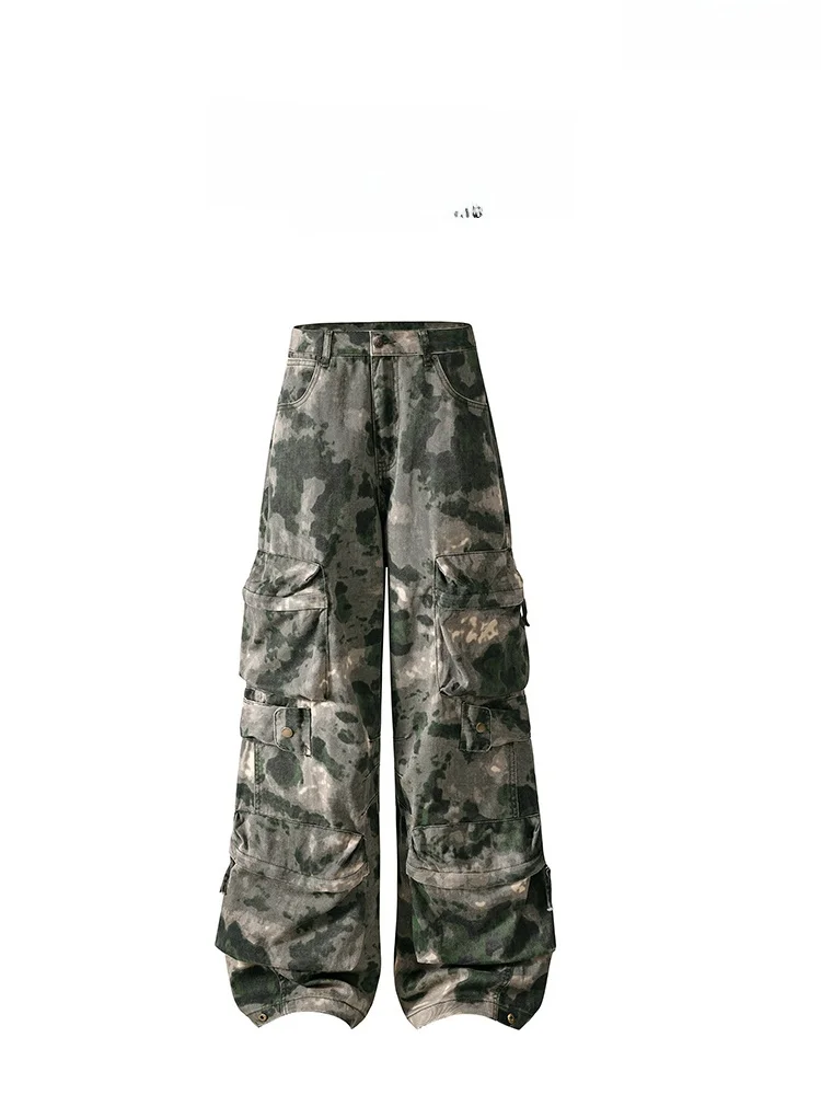 

Cleanfit High Street Camouflage Workwear Pants Men's Loose Fit Zipper Waist Long Trousers Youthful Energy Sle Autumn Wear