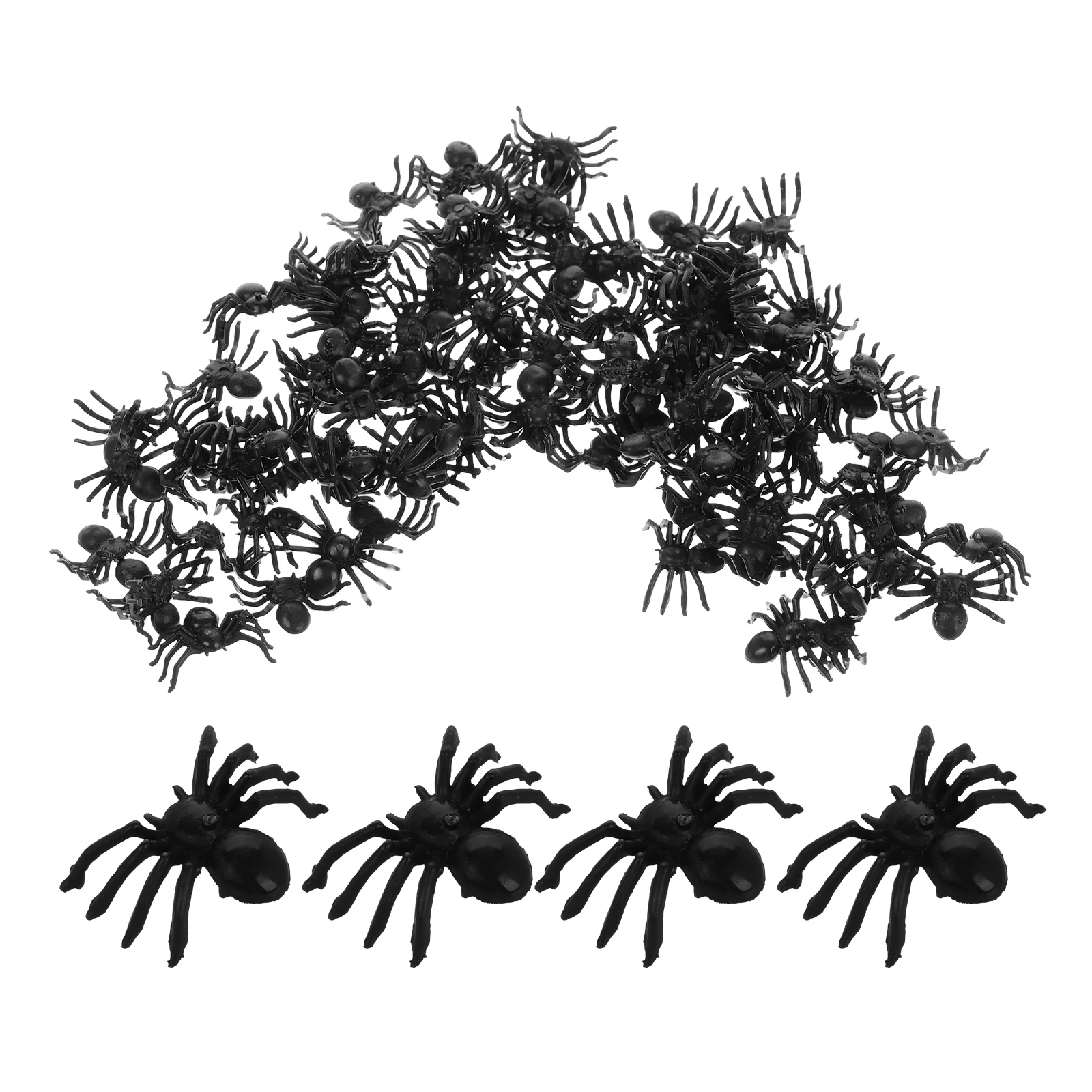 100 pièces jouets petite araignée Halloween décorer plastique réaliste farce noir fausses araignées
