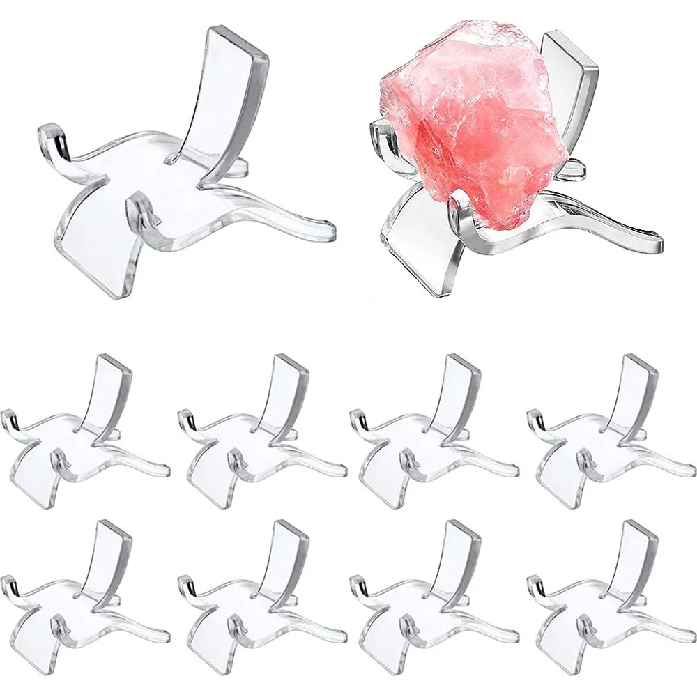 

10pcs Acrylic Display Holder Rock Stand Clear Display Easel Stands Pedestal Small Mineral Collectibles Display Stands Ornaments