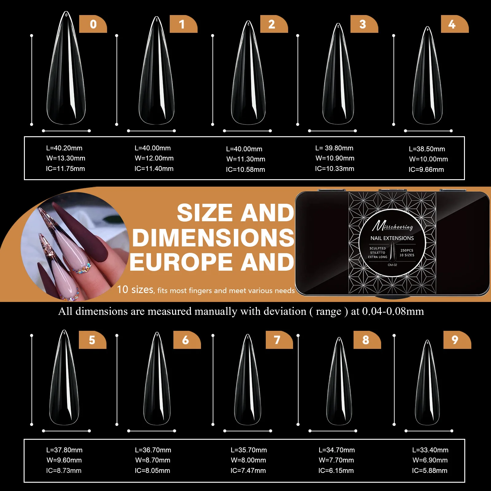 Unghie finte trasparenti per nail art Bara scimmia con scatola Punte professionali invisibili per unghie Strumenti Beau per la cura delle unghie fai-da-te