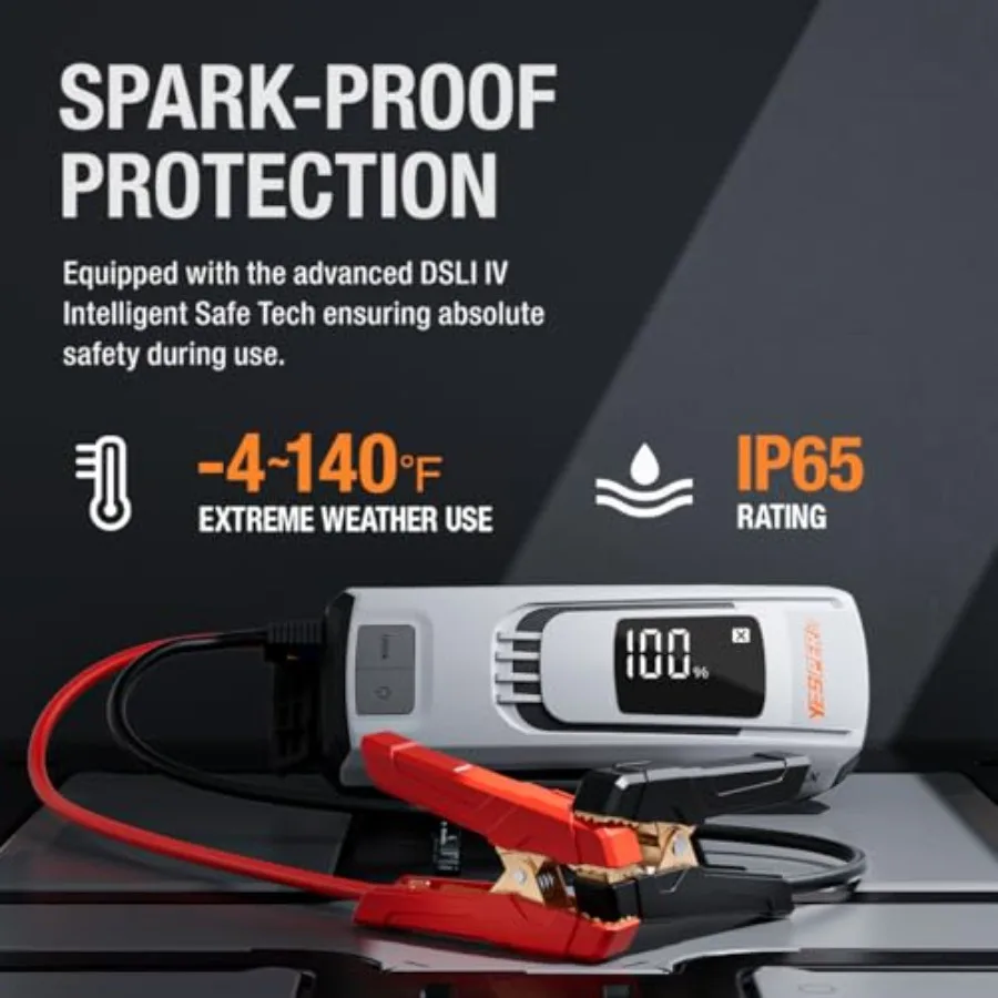 حزمة بطارية محمولة 27000 مللي أمبير في الساعة 4120 أمبير لجميع الغاز وما يصل إلى 10 لترًا لمركبات الديزل مع شحن سريع 100 وات وDSLI Saf