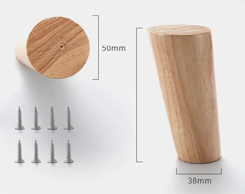 4Pcs Solid Wood Furniture Legs Height10-30cm Inclined Cone Sofa Bed Cabinet Table and Chair Replacement Feet Sloping