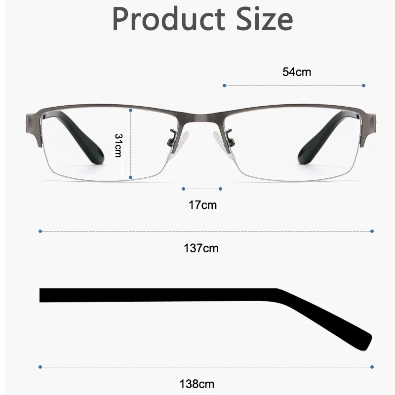 2025 Adjustment Photochromic Multifocal Reading Glasses Men Progressive Anti-Blue Ray Business Spectacles Half-Frame +1.0-3.5 image 6