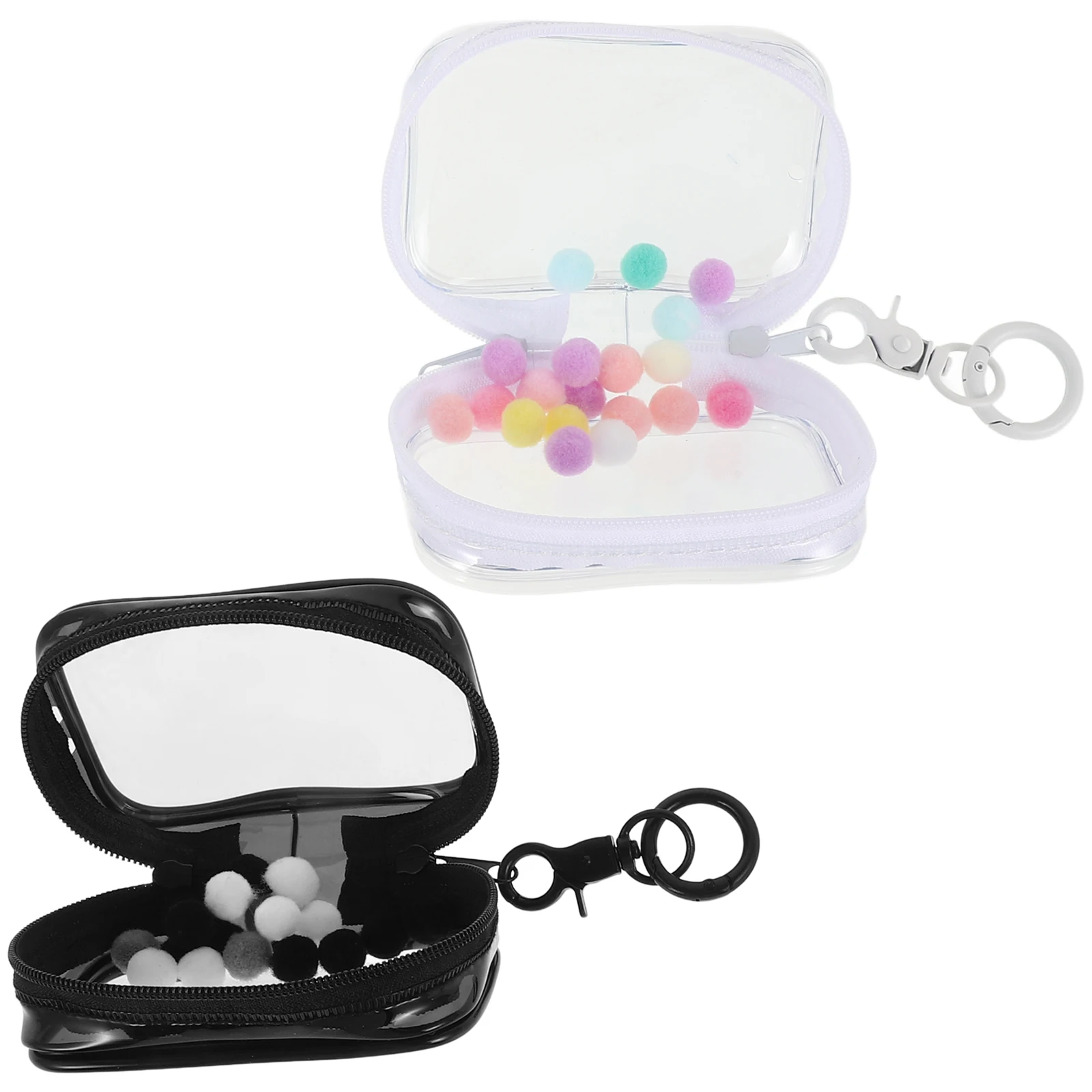 

2Pcs Clear Display Storage Bag PVC Transparent Keychain Pouch Small Square Figurine Container For Mini Collectibles