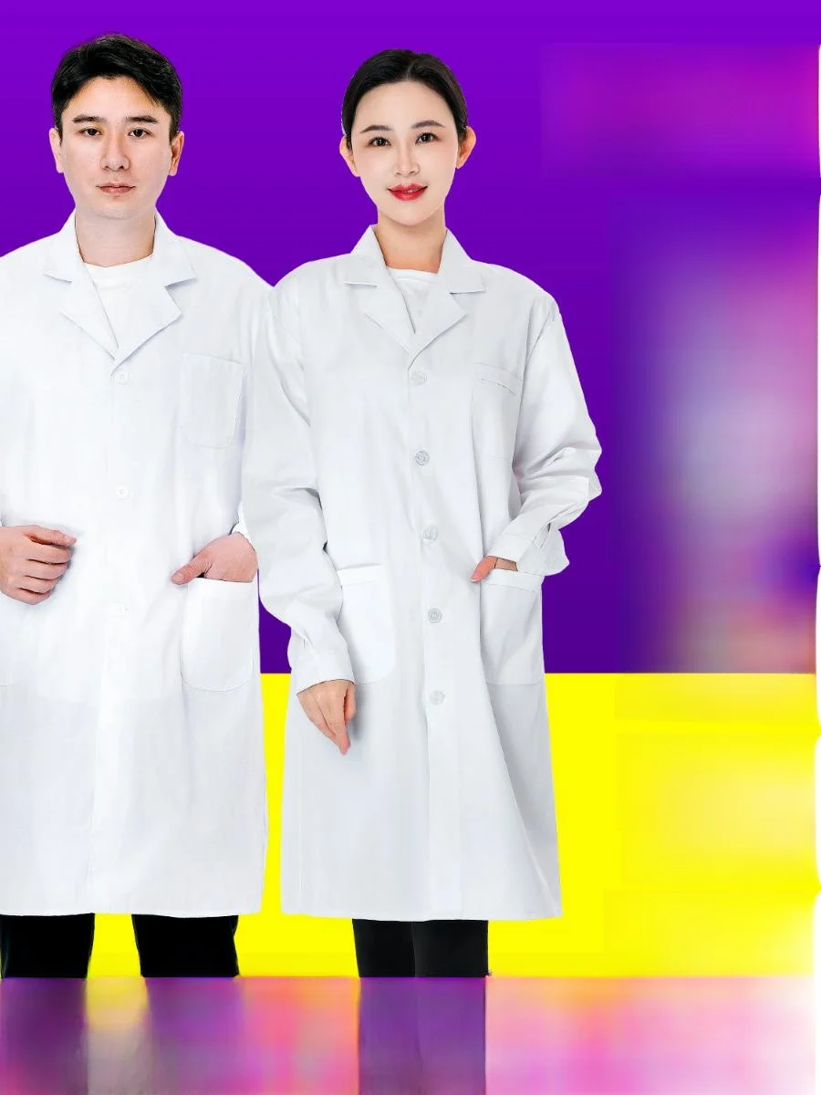 

Thi Long Sve Doctor's Lab Coat Anti-Stain Cotton Blend Men's Work orm Ideal for Internip And Experimentation