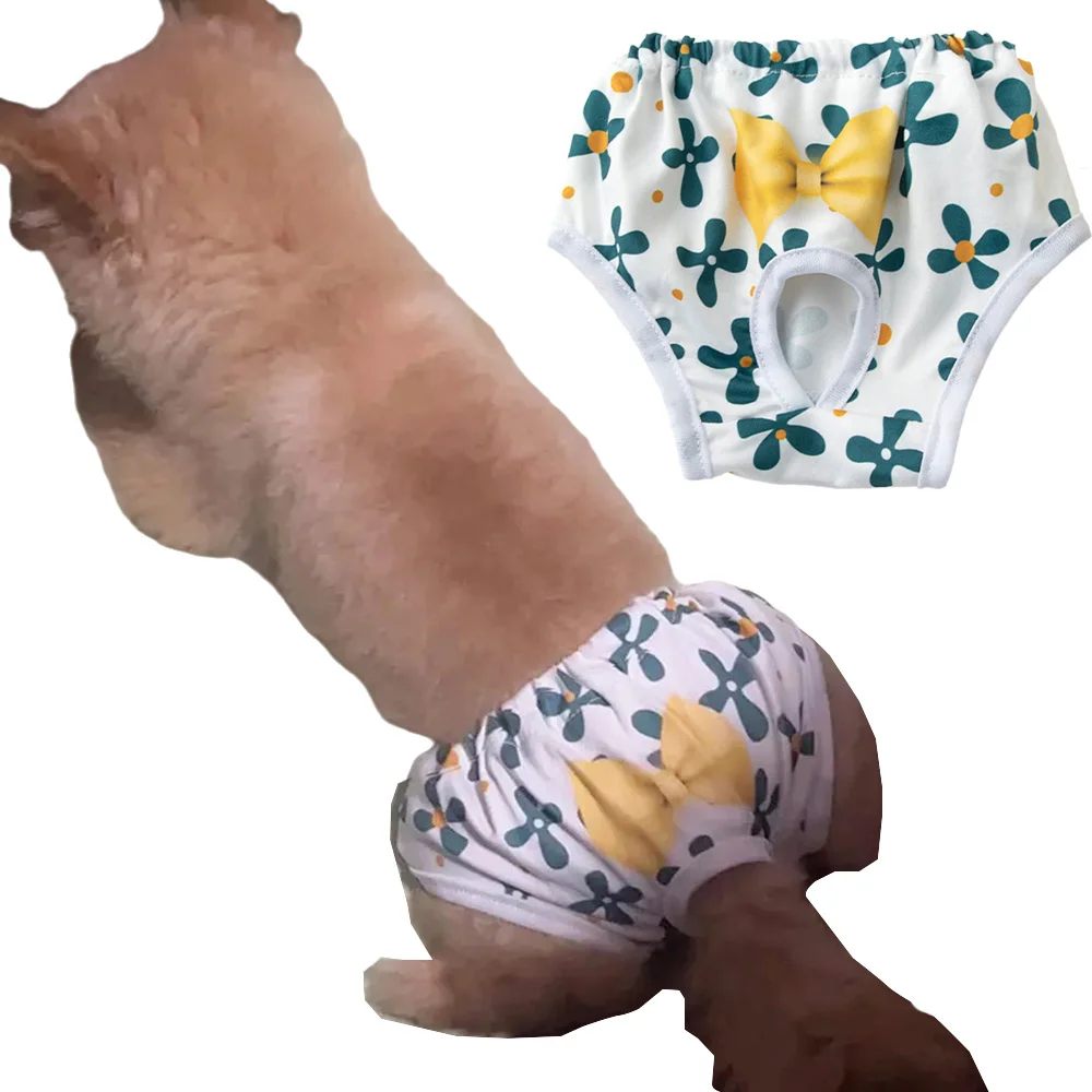 Cute Print Puppy Dog Physiological Pants for Small Dogs Washable Reusable Pet Safety Trousers Poodle Shorts mascotas Underwear