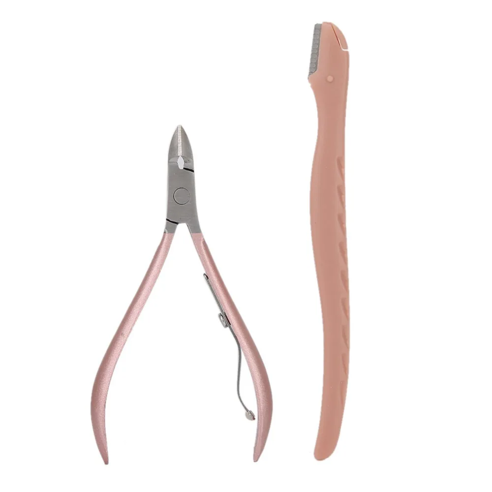 

18PCS Stainless Steel Nail Clippers Set Rose Gold PU Leather Case Nail Art Tool Set Portable Cuticle Clippers Kit Travel Use