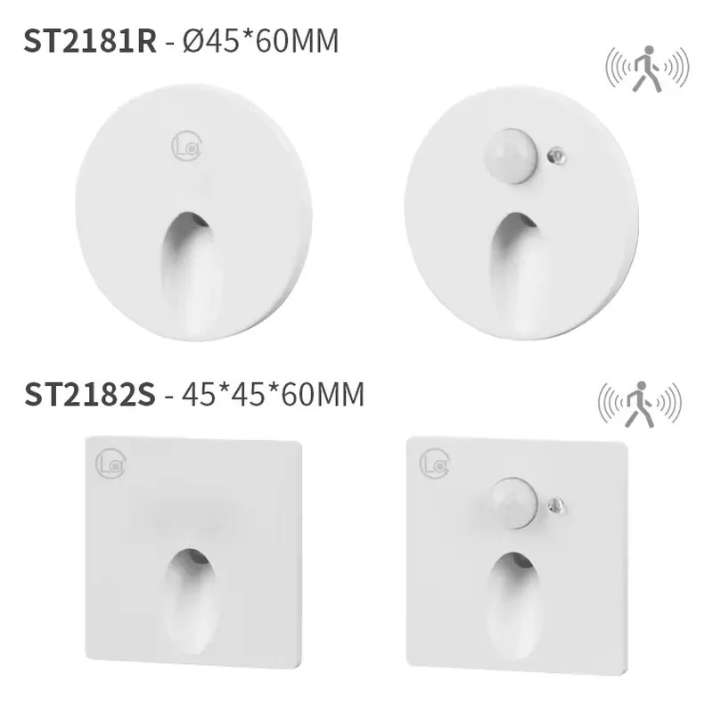 EE1 for IP20 IP65 Indoor Outdoor LED Stair Step Light Round Square Aluminum Recessed Wall Foot Lamp Motion Sensor Water Proof