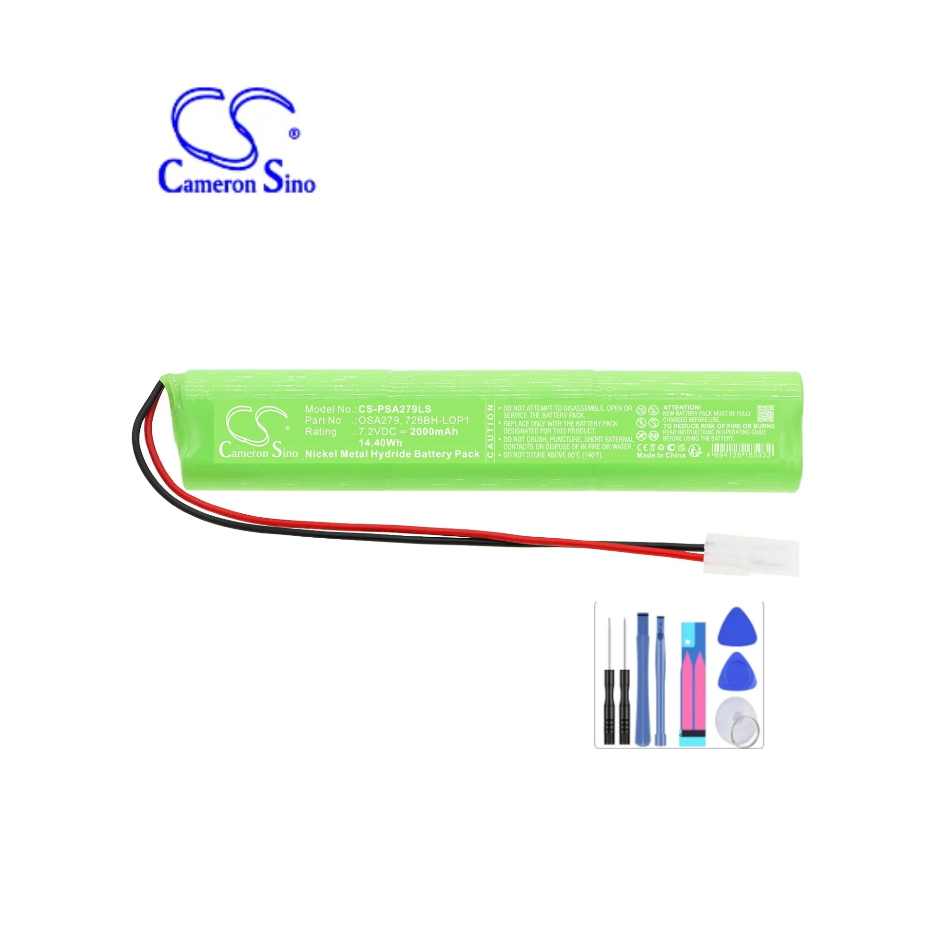 

Emergency Lighting Battery For Powersonic 726BH-LOP1 OSA279 A6090-2 Capacity 2000mAh / 14.40Wh Color Green Type Ni-MH 7.20V