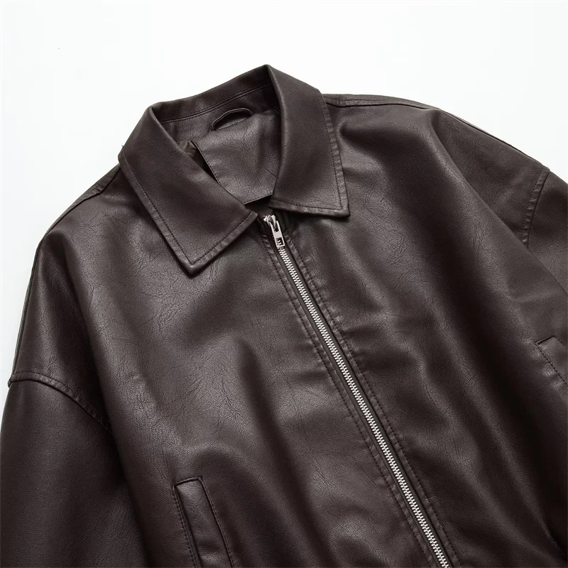 여성용 하이스트리트 캐주얼 PU 가죽 재킷 가을/겨울 신상 패셔너블 스트리트웨어