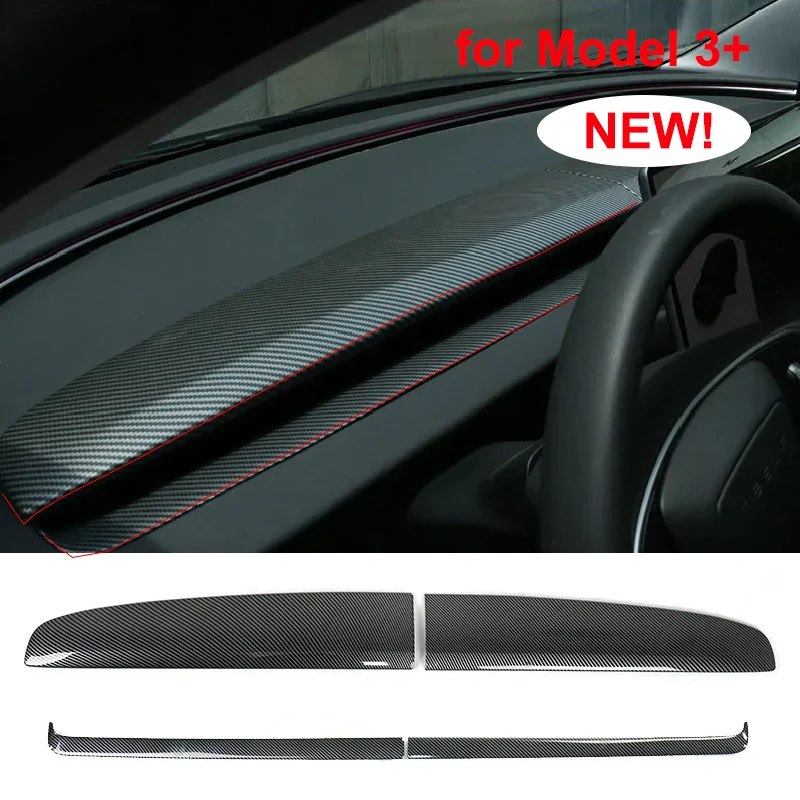 Dashboard Cover For Tesla Model 3 Highland 2024 Dash Board Front Strip Cover Wrap ABS Panel Trim Interior Decoration Protection