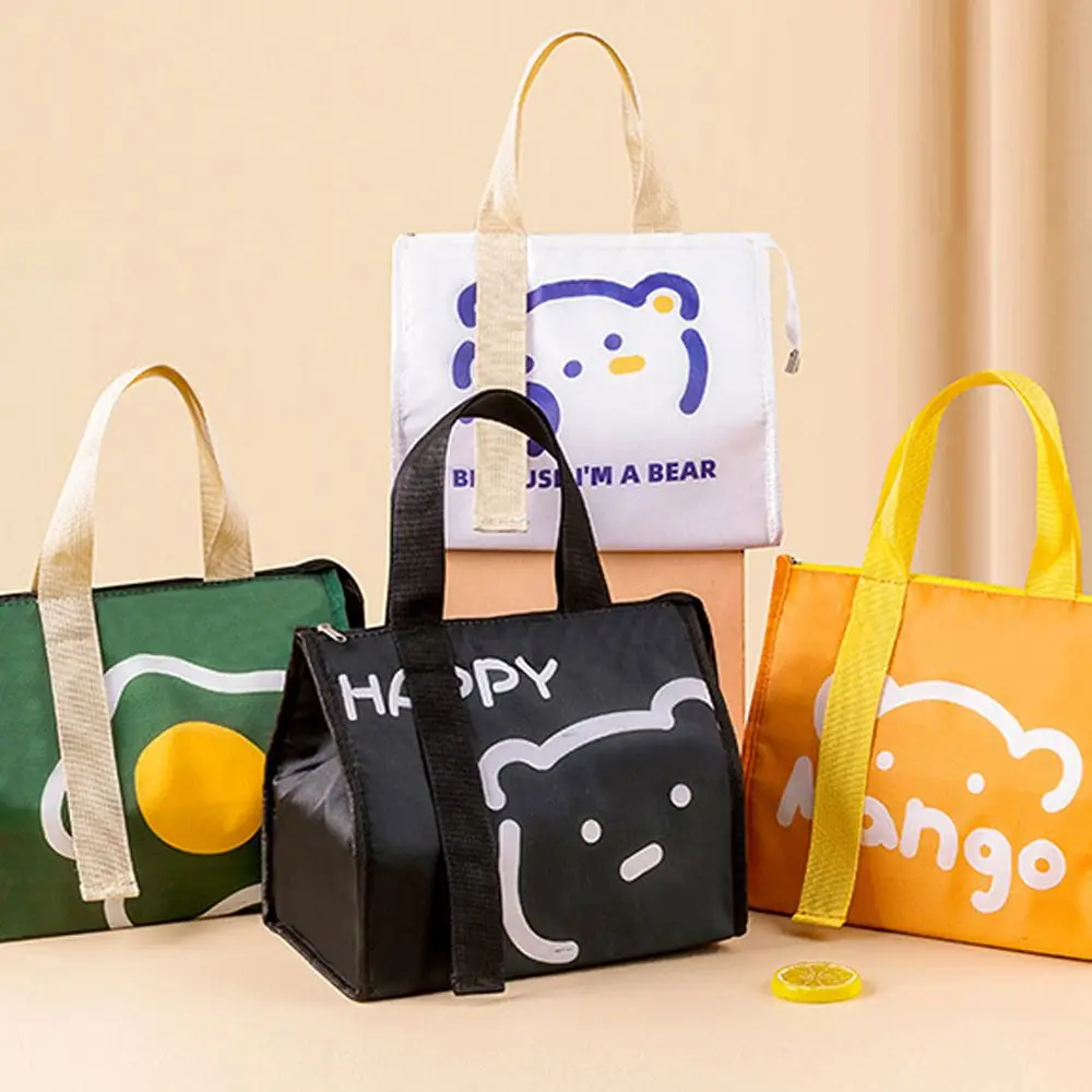 

Functional Travel Waterproof Cartoon Bear Pattern Insulated Ice Pack Tote Lunch Bag Food Storage Container Picnic Bag