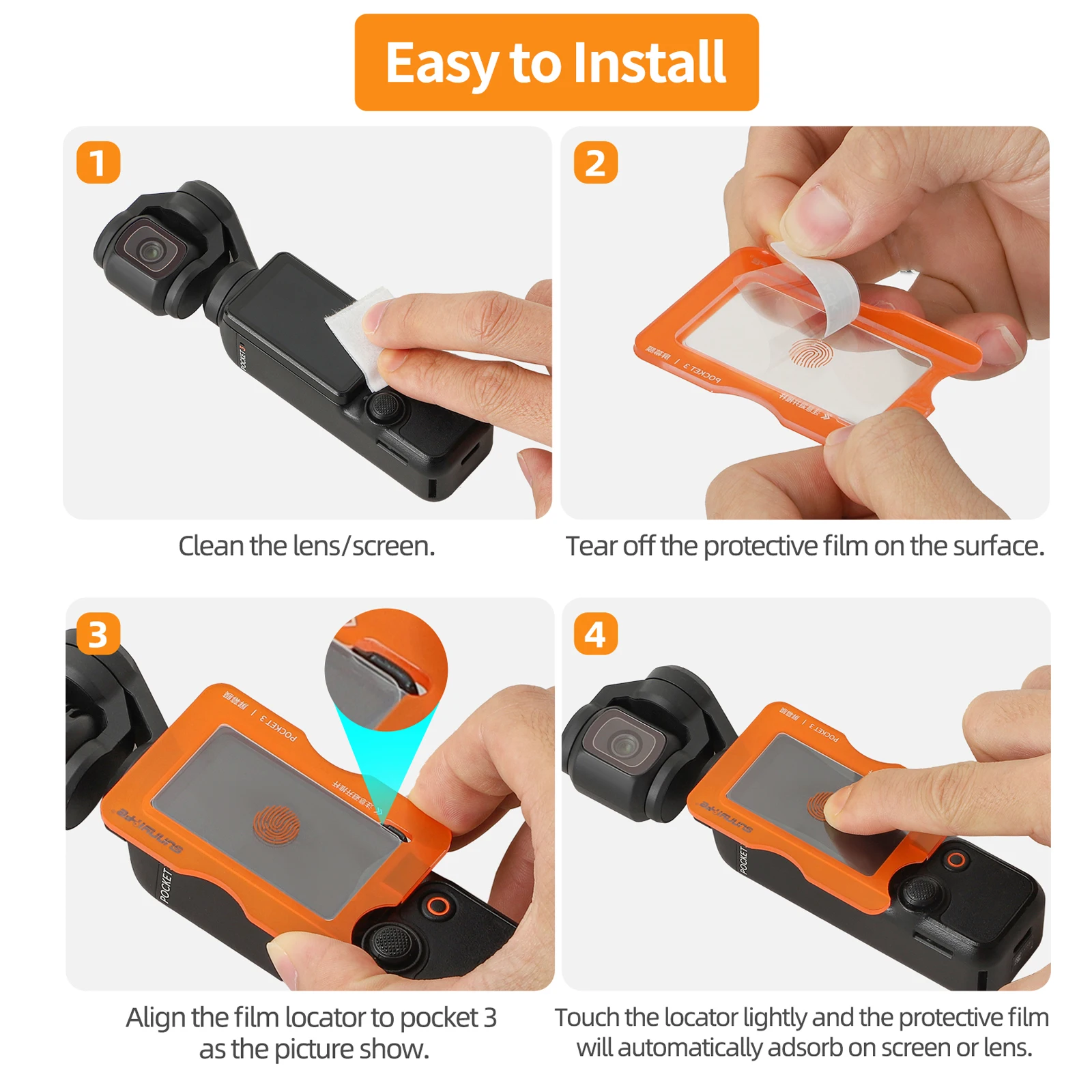 

AR Tempered Glass Film For Osmo Pocket 3 Screen Protective Cover Lens Film 9H High-hardness Glass Anti-scratch With Film Locator