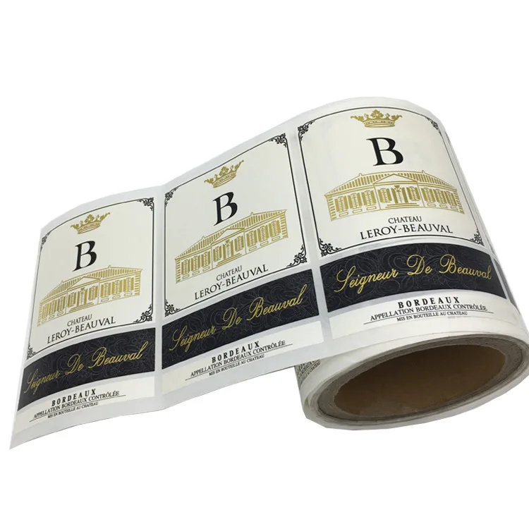 Customized Gold Foil Red Wine Stickers 500ml Waterproof Bottle Packaging Decoration Labels with Your Logo