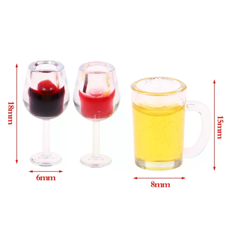 5Pcs 1:12 Dollhouse Miniature Wine Cup Beer Mug Wine Bottle Model Furniture Accessories For Doll House Decor Toy