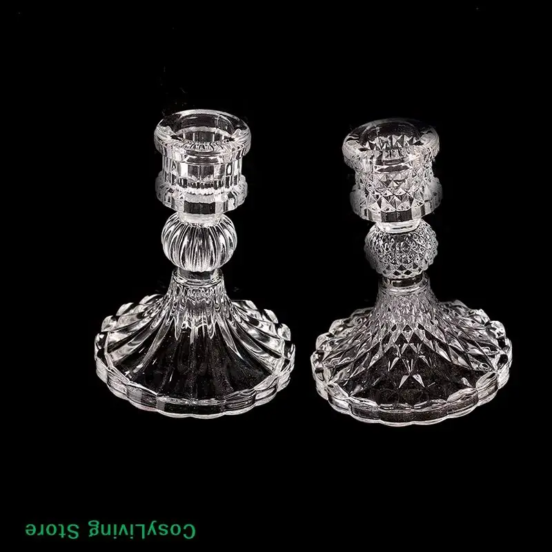 1 Stück Klarglas Vintage Kerzenständer Abendessen Kerzenhalter Home Hochzeitsdekorationen