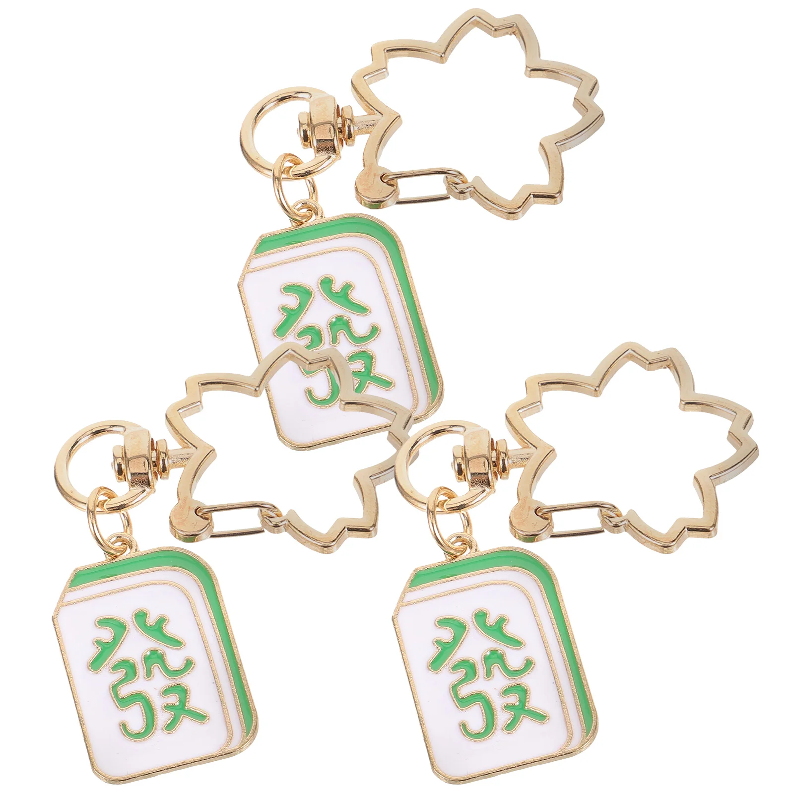 

3 Pcs Mahjong Keychain Bag Pendant Tiles Ornament Decor Decoration Zinc Alloy Ring Child Backpack Keychains for Kids