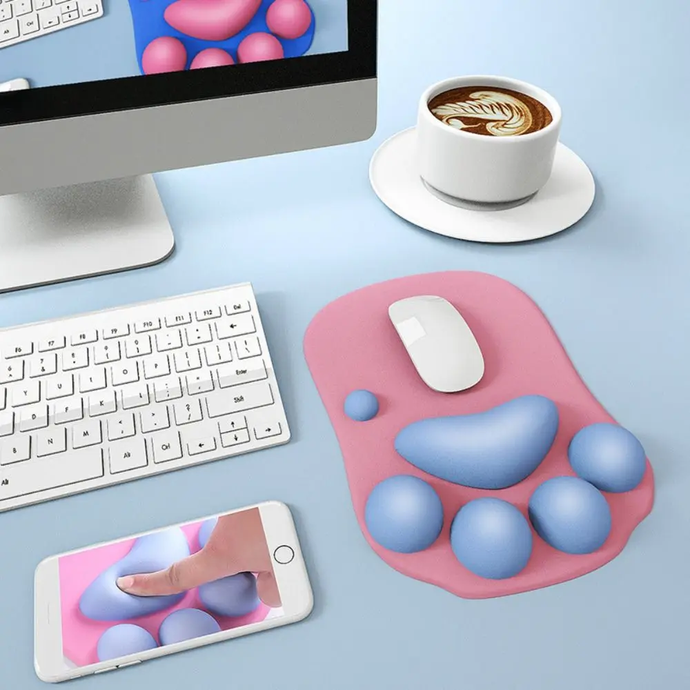 Large Size 3D Cute Cat Paw Wrist Rest Mouse Mat Relieve Wrist Fatigue Silicone Hand Support Mousepad Ergonomic Office Mouse Pad