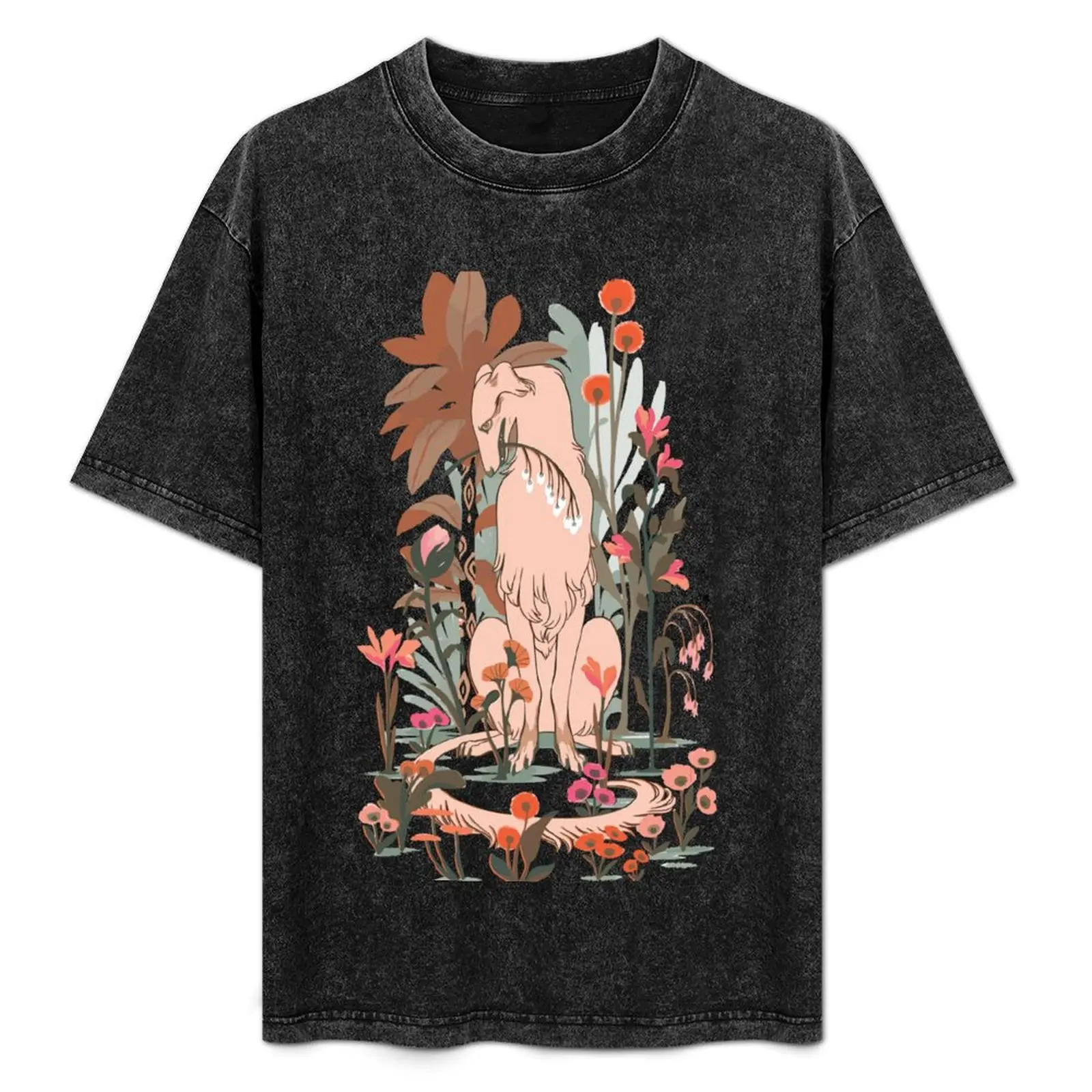 Borzoi Dog Colorful Design T-Shirt Simple Trendy Casual T-Shirt