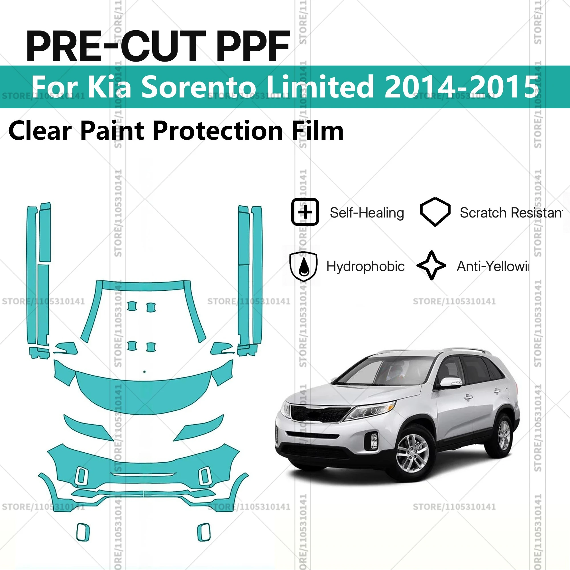 For Kia Sorento Limited 2014-2015 Pre-Cut Paint Protection Film PPF Transparent Car Film Professional Automotive PPF
