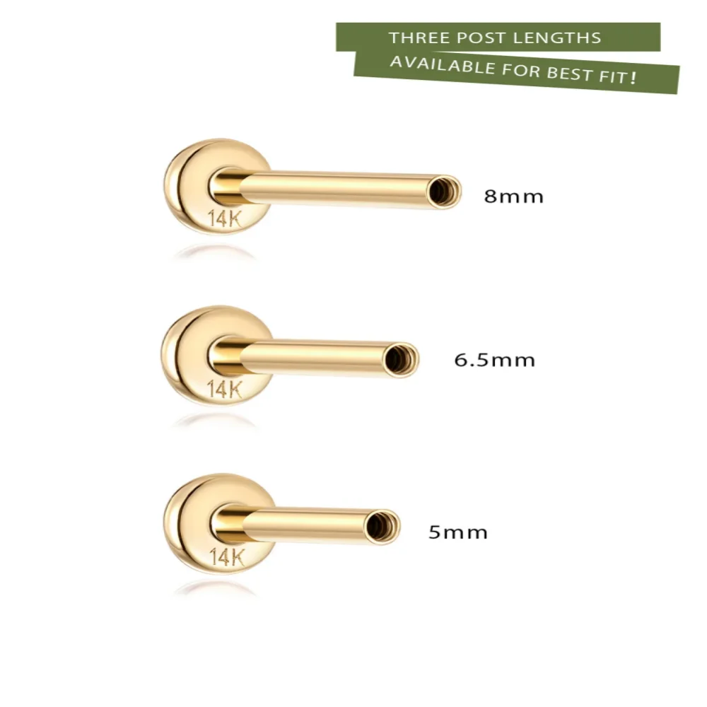 CANNER 1 قطعة 100% 14K الذهب الصلبة السلس الحب على شكل قلب شقة الظهر القرط المرأة بسيطة ثقب الأذن ترصيع هدية عيد الحب