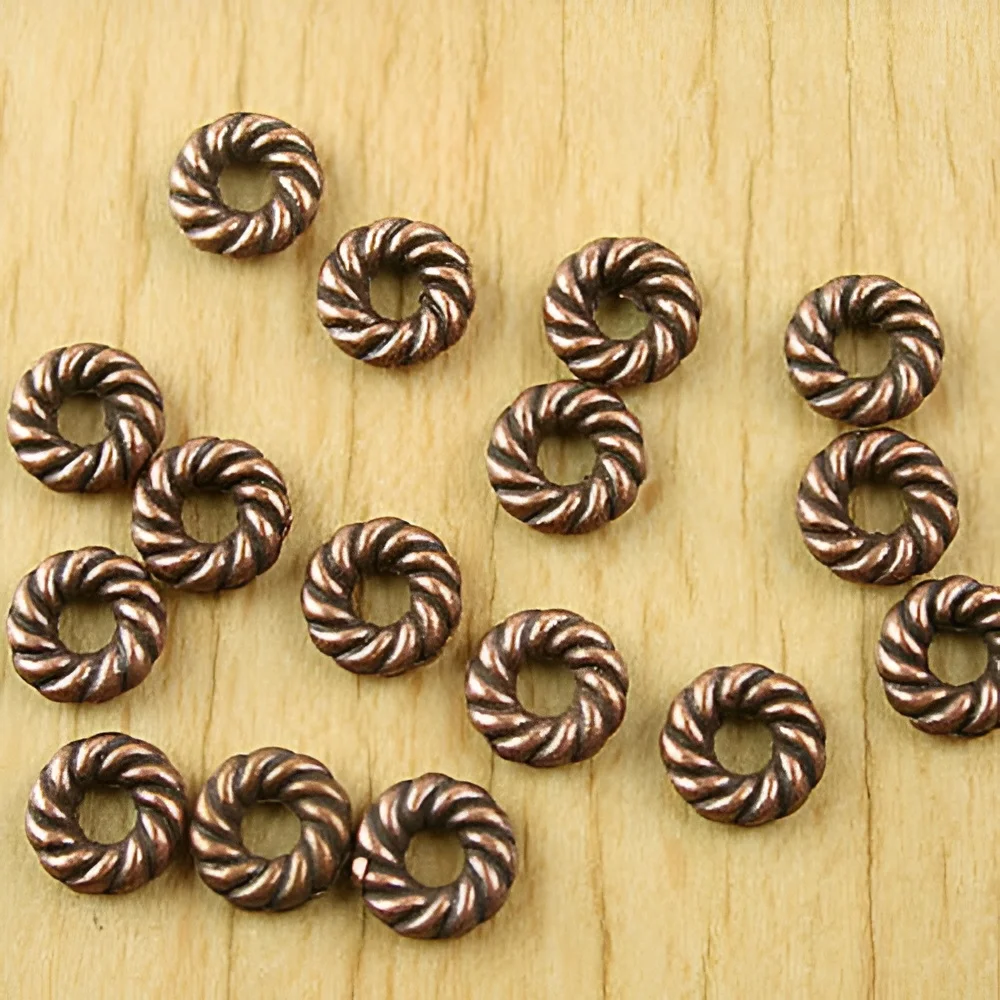 50pcs diameter:2.7mm copper tone spiral ring spacer charms h1794