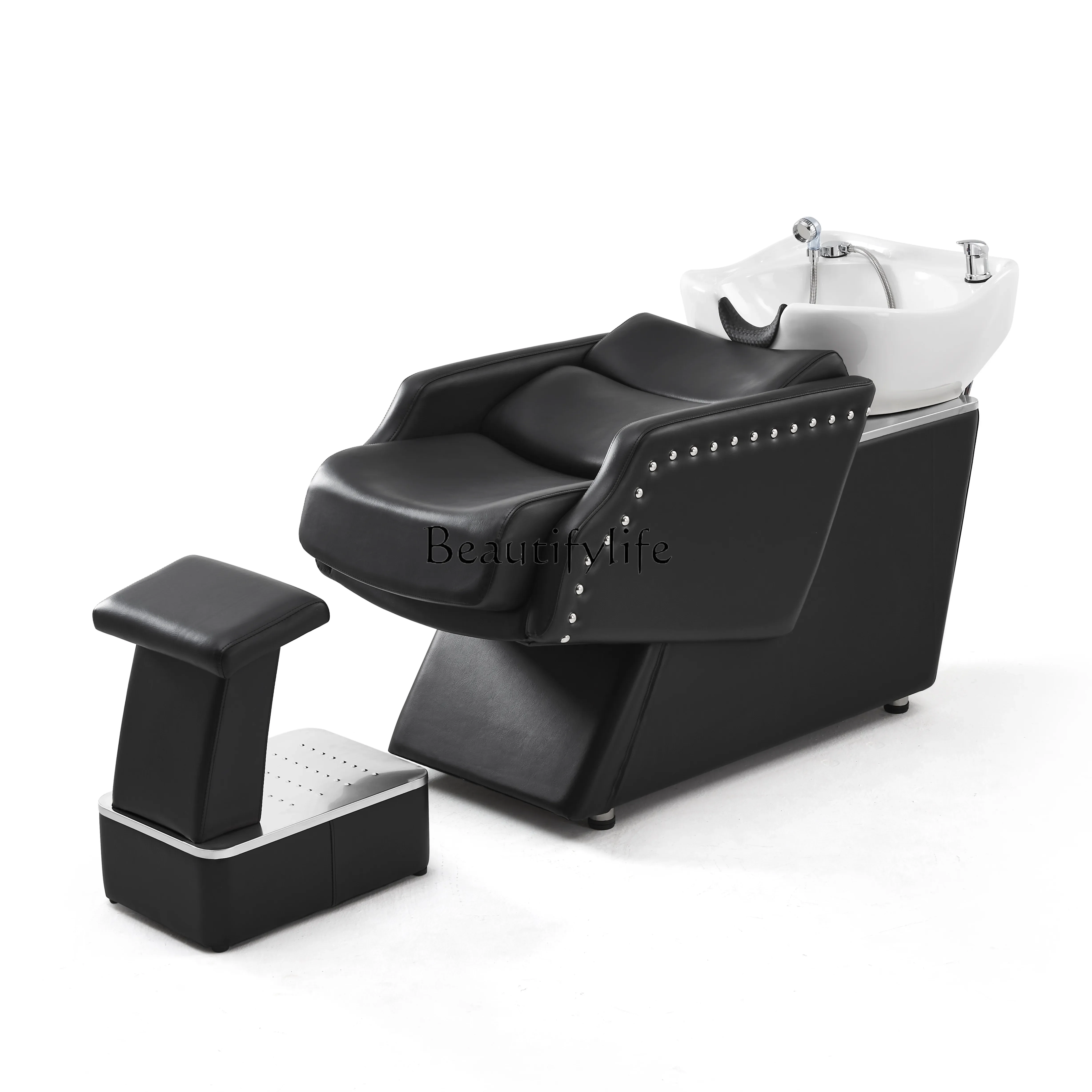 06Sitting Hair Salon Flushing Bed الراقية أزياء بسيطة الاستلقاء نصف كرسي شامبو #2