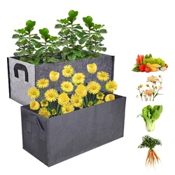 Plant Grow Bags with 2 Handles, Rectangle Non-Woven Fabric Planting Container, Nursery Pot