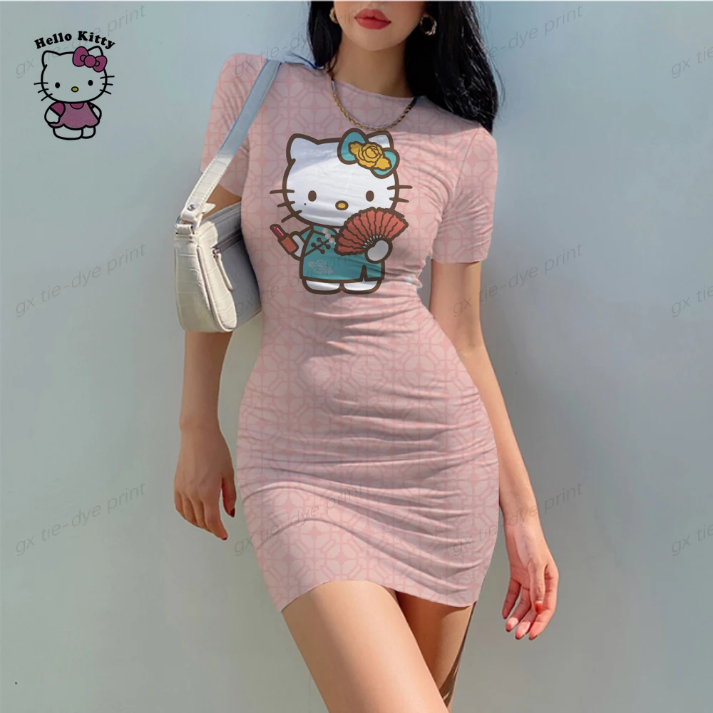 

New Short sleeved sexys mujer women's fashion Slim Fit Dress Disney elegantes para mujer kleid alta costura feminina vestido