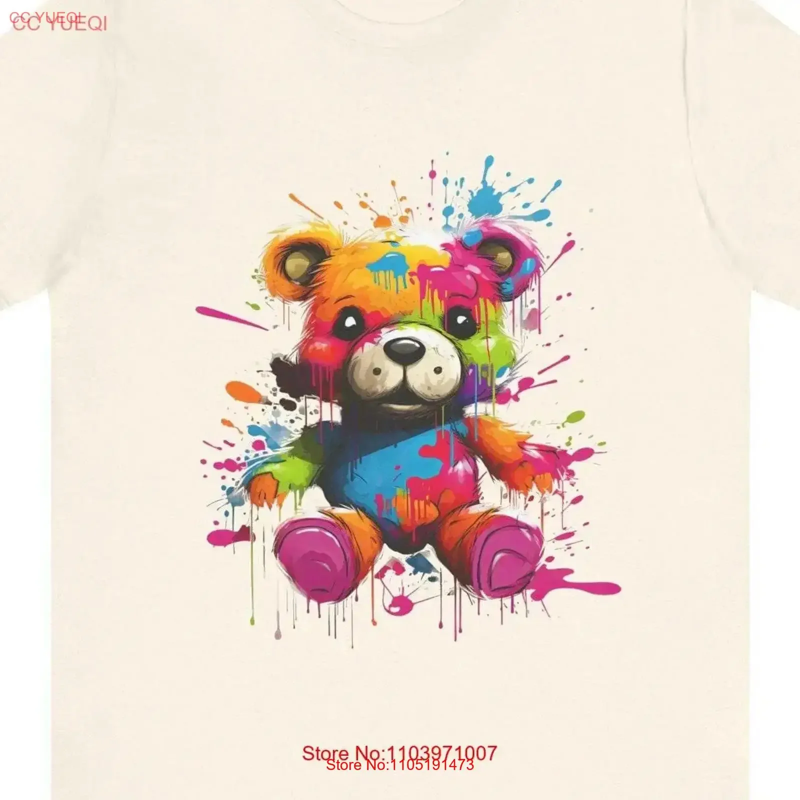 لعوب الملونة تيدي بير تي شيرت غريب الأطوار الفني خمر غسلها أعلى للارتداء اليومي تنفس لينة أوم مريحة #1