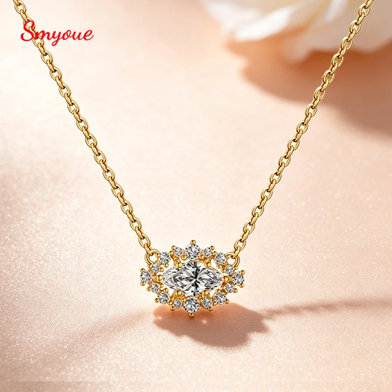 

Smyoue New 0.5CT Marquise Cut Full Moissanite Necklace for Women 100% 925 Sterling Silver Wedding Party Gifts Jewelry Wholesale
