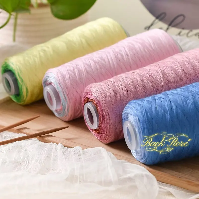 Candy Rainbow Shimmering Linen Yarn DIY Hand Knitting Crochet with Yarn Suitable for Hand Weaving Soft DIY Medium Thick Thread