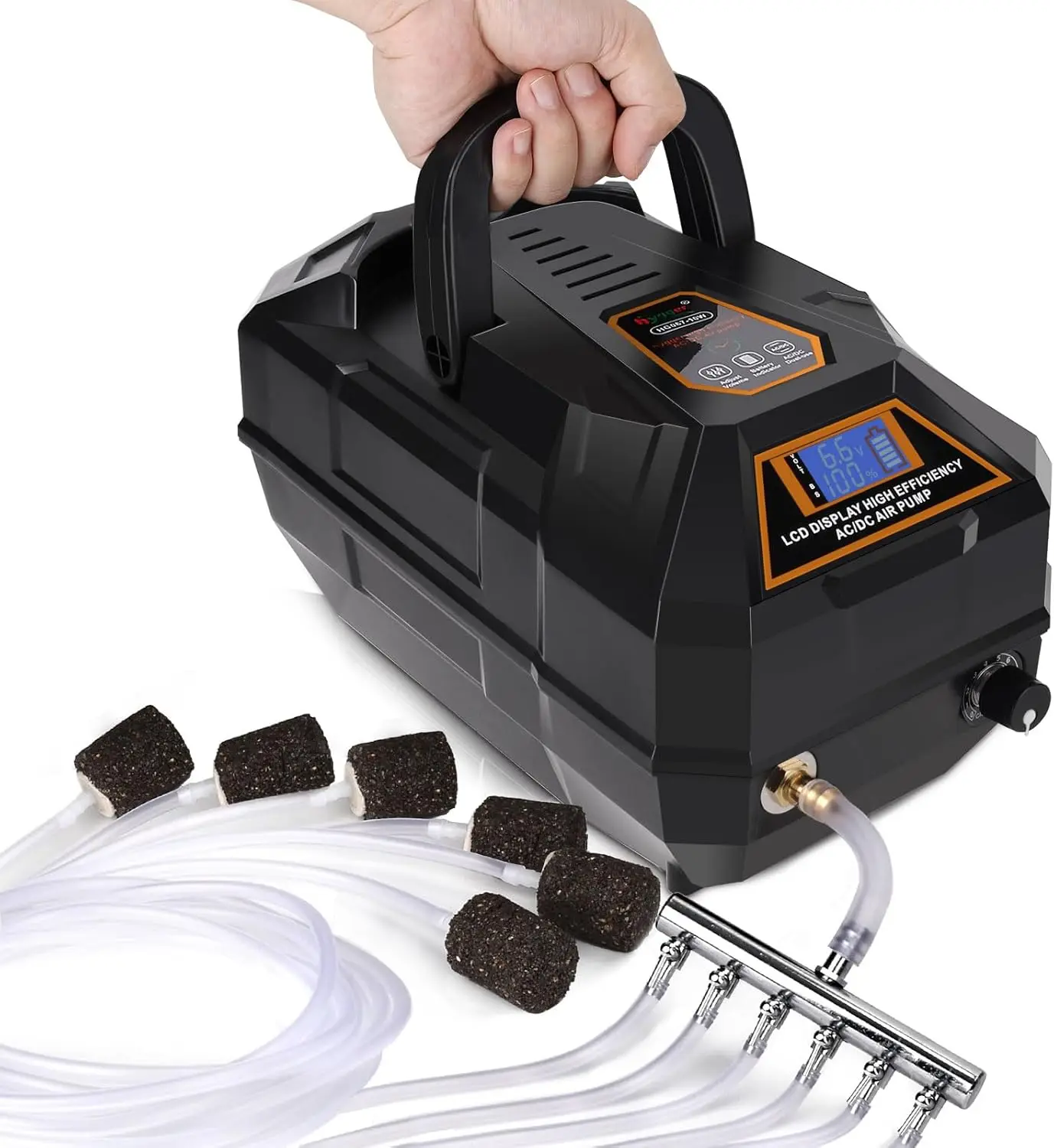 

Rechargeable Aquarium Pond Air Pump, Powerful Quiet Backup Battery Air Pump with Adjustable Flow for Power Outages, Fishing, Hydroponics