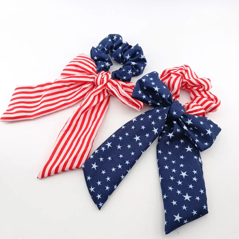 American Flag Red Blue and White Girl Ribbon American Independence Day Hair Band Women's Rabbit ear Ribbon Bow Headband